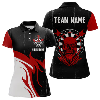 Roter Schädel mit Dartboard im Grunge-Stil, individuelles Dartshirt für Damen, Teamtrikots NYN0116