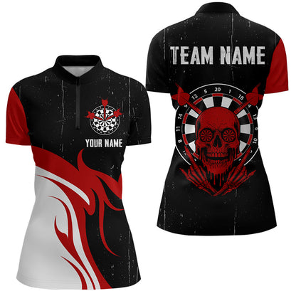 Roter Schädel mit Dartboard im Grunge-Stil, individuelles Dartshirt für Damen, Teamtrikots NYN0116