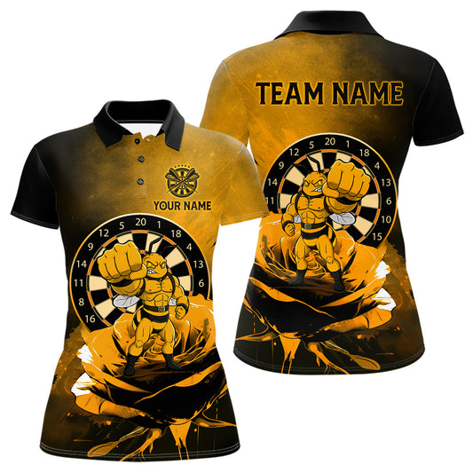 Individuell gestaltetes Rose & Bienen-Grunge-Dartboard Damen Darts Polo Shirt - Lustiges Dart-Trikot NYN2221