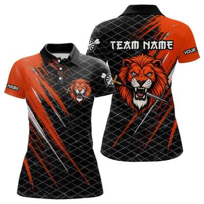 Löwe mit Dartpfeilen im Grunge-Stil, individuelles oranges Dartshirt für Damen, Teamtrikots NYN0101