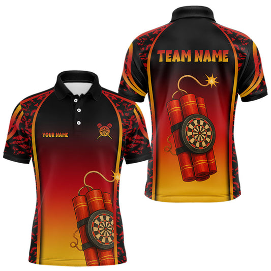 Personalisierte Dartboards in Bomben Rot-Gelbes Dartshirt für Herren, Darttrikots NYN0115