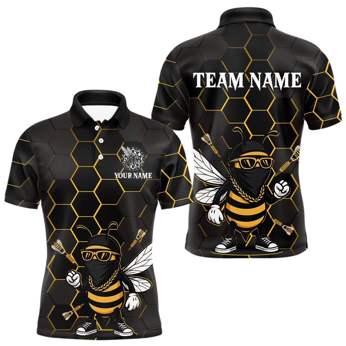 Individuelles Bienen-Mensch Dartpfeile Lustiges Dartshirt für Herren, Dart-Outfit-Trikots NYN0669