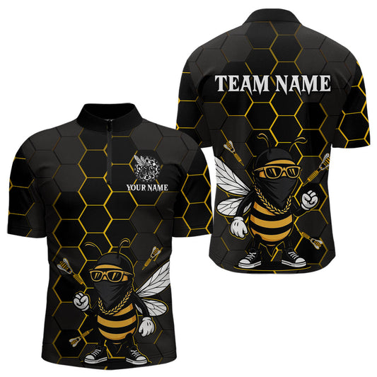 Individuelles Bienen-Mensch Dartpfeile Lustiges Dartshirt für Herren, 1/4-Zip Dart-Outfit-Trikots NYN0669