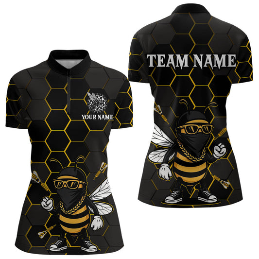 Individuelles Bienen-Mensch Dartpfeile Lustiges Dartshirt für Damen, 1/4-Zip Dart-Outfit-Trikots NYN0669
