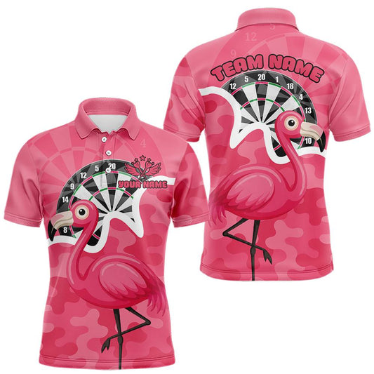 Individuell gestaltetes rosa Flamingo-Camouflage-Dartboard Herren-Darts-Polo-Ligashirt - Lustiges Dart-Trikot NYN2206